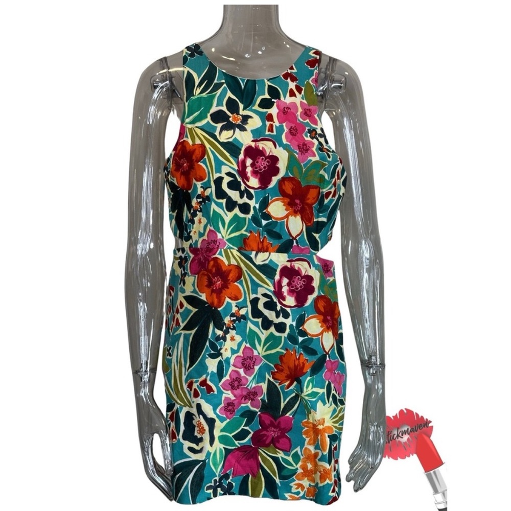 Zara Dress Skort Womens XL Floral Topical Cutout Hidden Shorts Resortwear